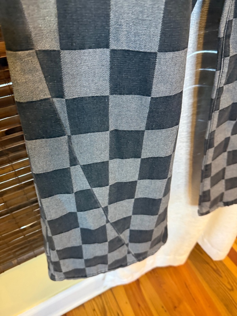 Black & Gray Checkerboard Wide Leg Jeans - Picture 3 of 6